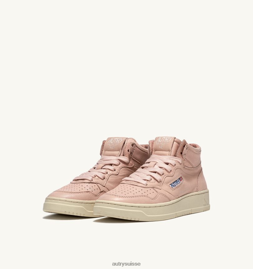 baskets medalist mid en cuir de chèvre souple pêche 28NX00228 suisse femmes Autry