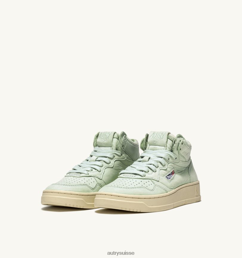 baskets medalist mid en cuir de chèvre souple vert cel 28NX00230 suisse femmes Autry