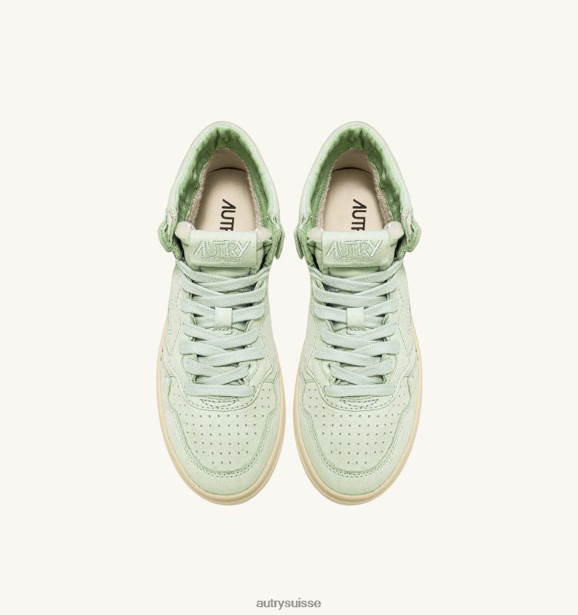 baskets medalist mid en cuir de chèvre souple vert cel 28NX00230 suisse femmes Autry