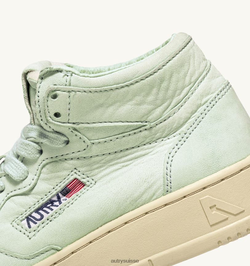 baskets medalist mid en cuir de chèvre souple vert cel 28NX00230 suisse femmes Autry
