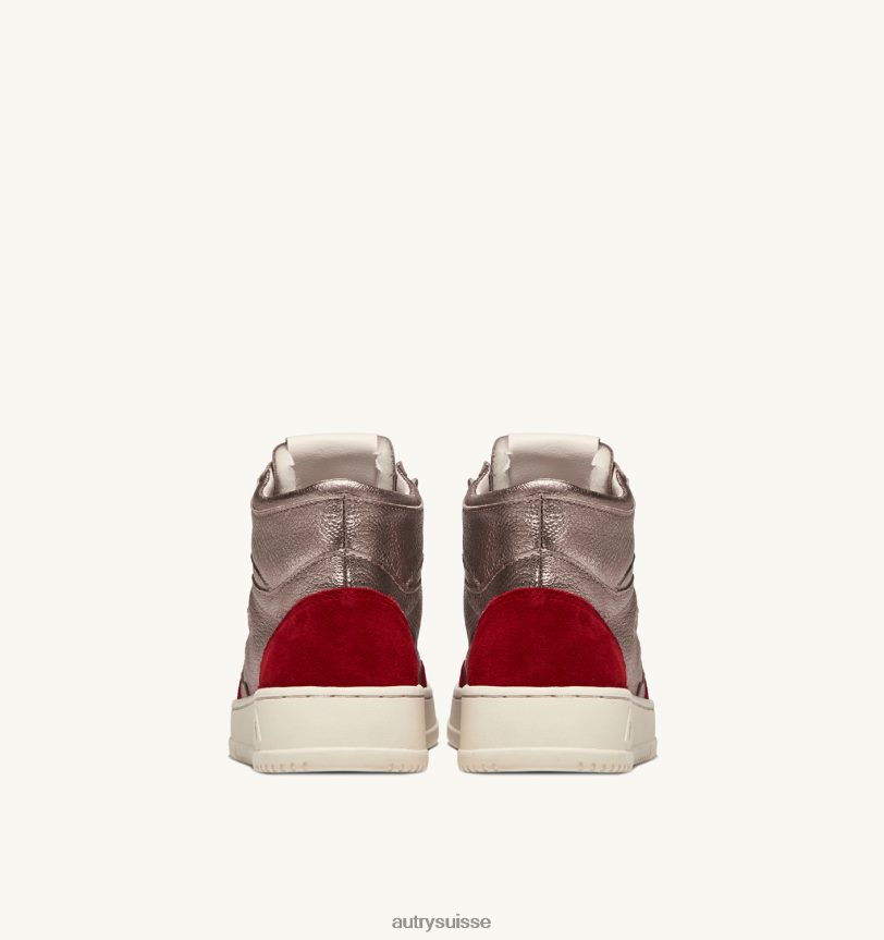 baskets medalist mid en cuir et daim marron cuivré et rouge 28NX00234 suisse femmes Autry