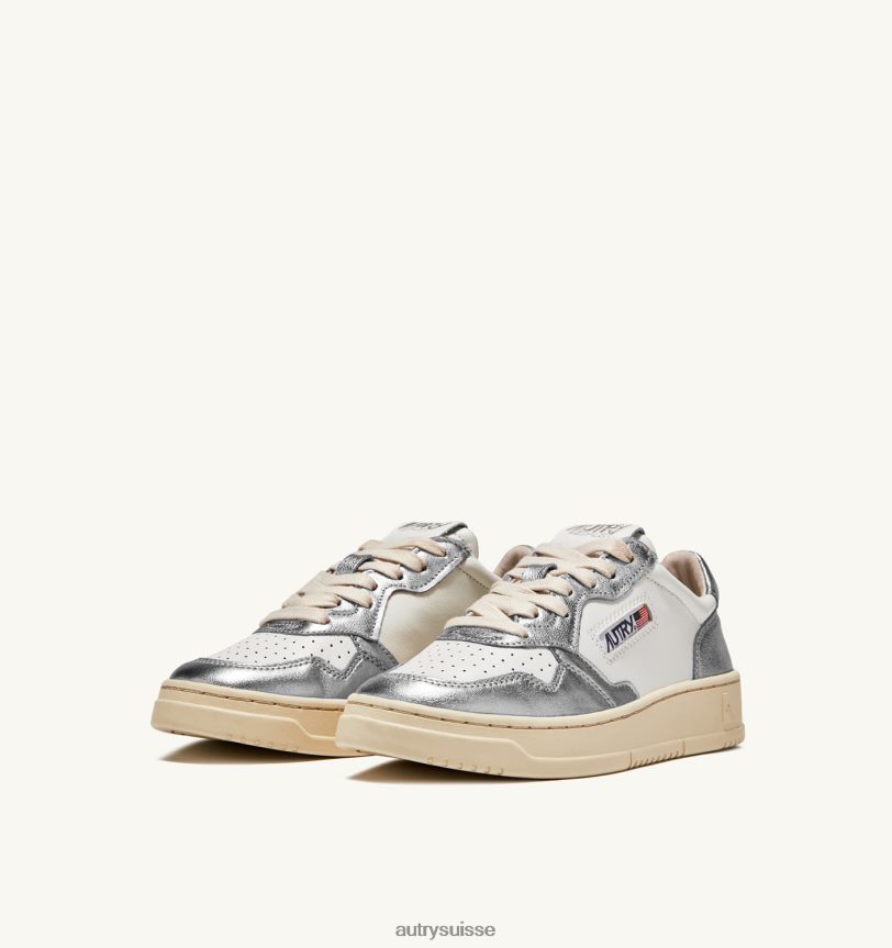 sneakers bicolores medalist mid en cuir blanc et argent 28NX00225 suisse femmes Autry