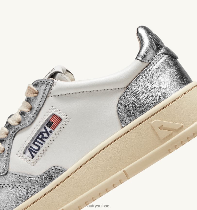 sneakers bicolores medalist mid en cuir blanc et argent 28NX00225 suisse femmes Autry