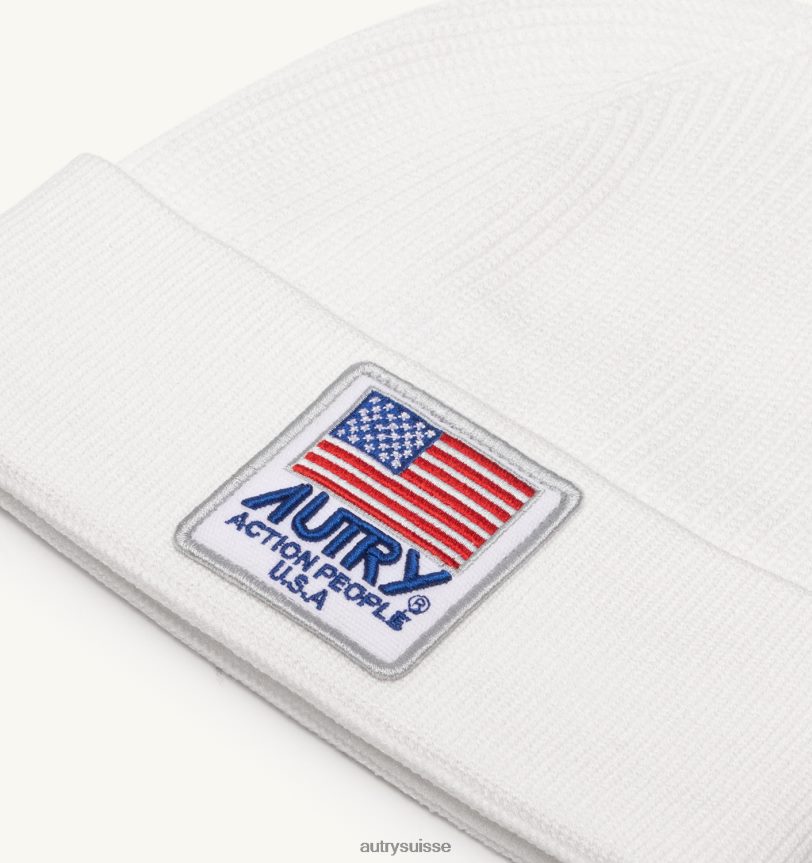 bonnet patch logo blanc 28NX00138 suisse femmes Autry