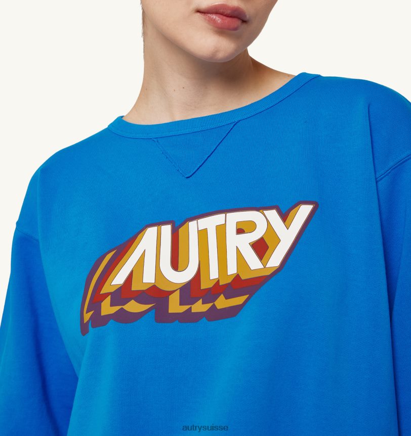 sweat col rond logo aerobic bluette 28NX00277 suisse femmes Autry