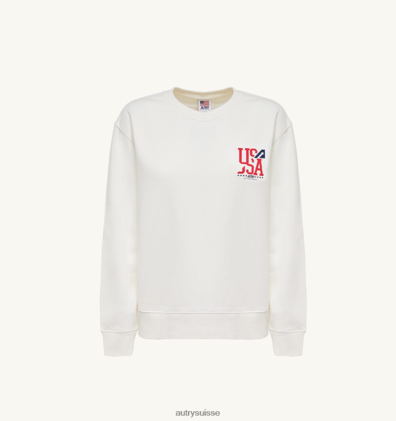sweat col rond logo iconique blanc 28NX00281 suisse femmes Autry