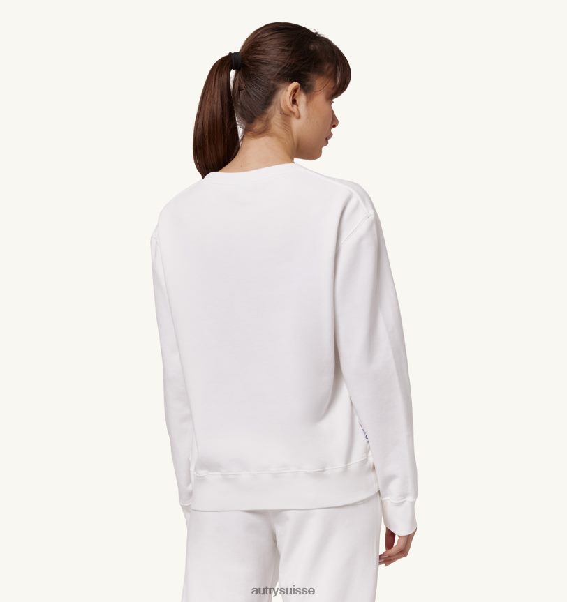 sweat col rond logo iconique blanc 28NX00284 suisse femmes Autry
