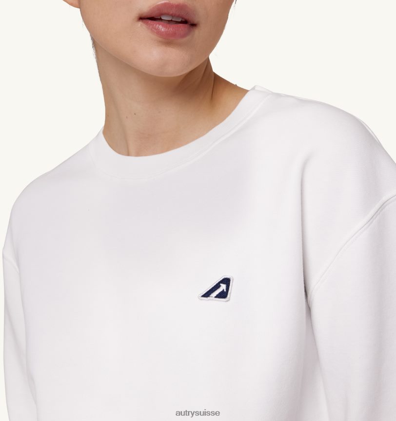 sweat col rond logo iconique blanc 28NX00284 suisse femmes Autry