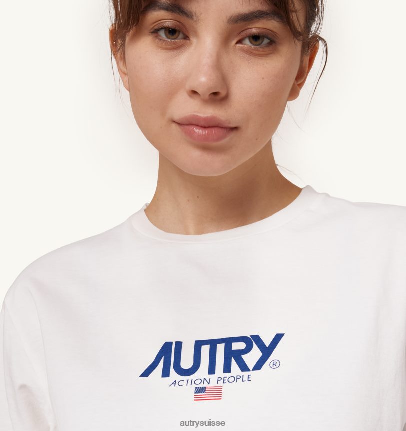 t-shirt col rond logo iconique blanc 28NX00289 suisse femmes Autry