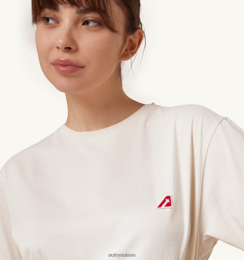 t-shirt tennis col rond blanc ivoire 28NX00291 suisse femmes Autry