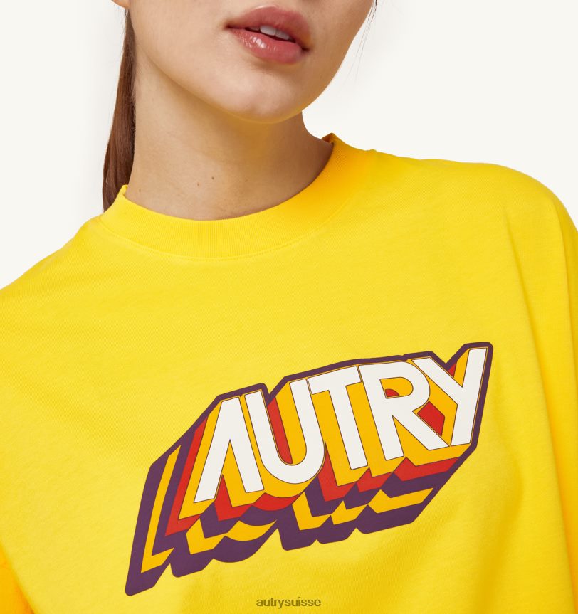 tee shirt aerobic logo jaune 28NX00287 suisse femmes Autry