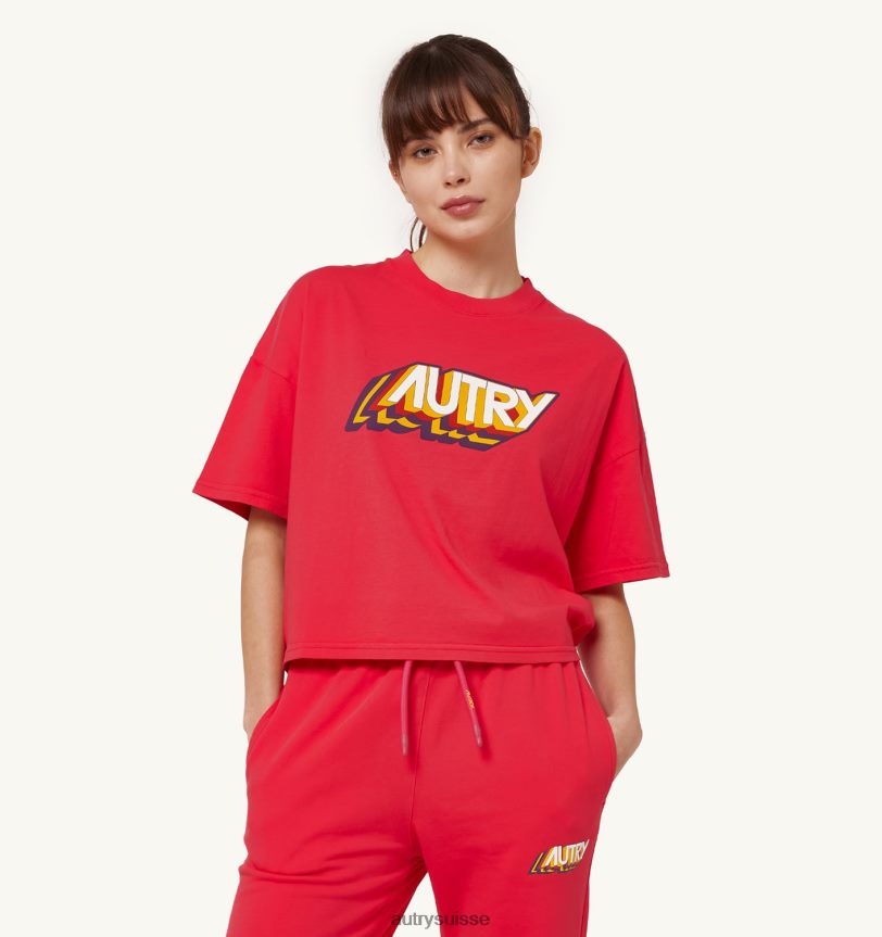 tee shirt aerobic logo rouge 28NX00282 suisse femmes Autry