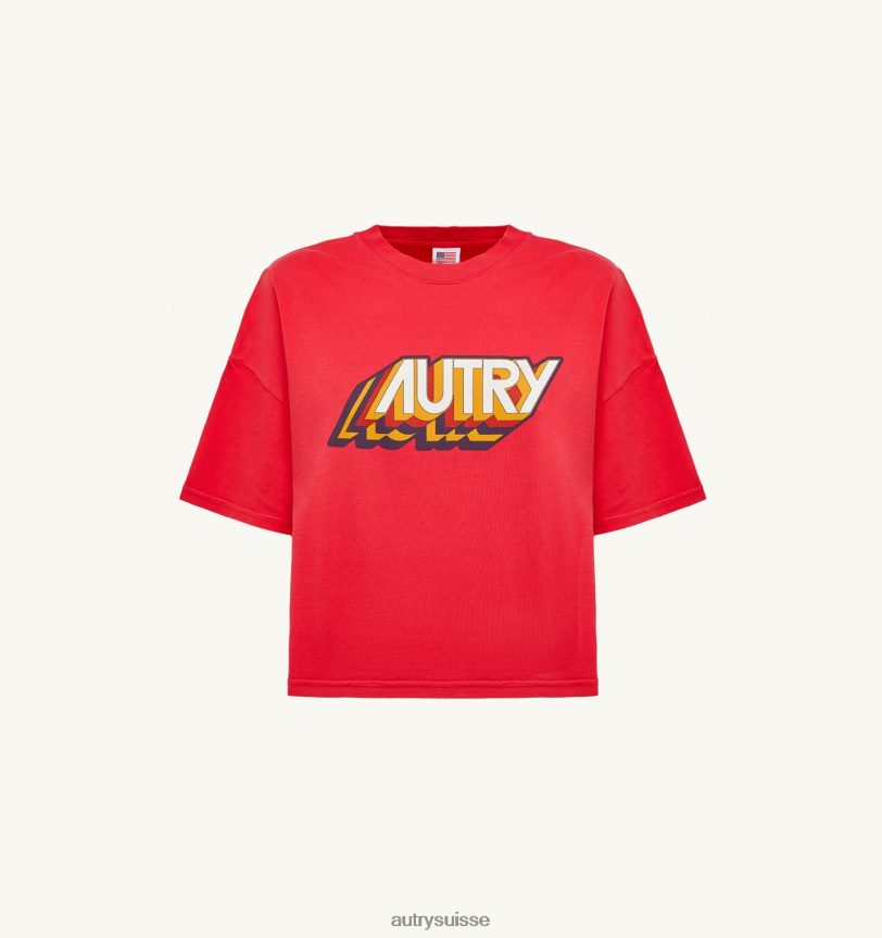 tee shirt aerobic logo rouge 28NX00282 suisse femmes Autry