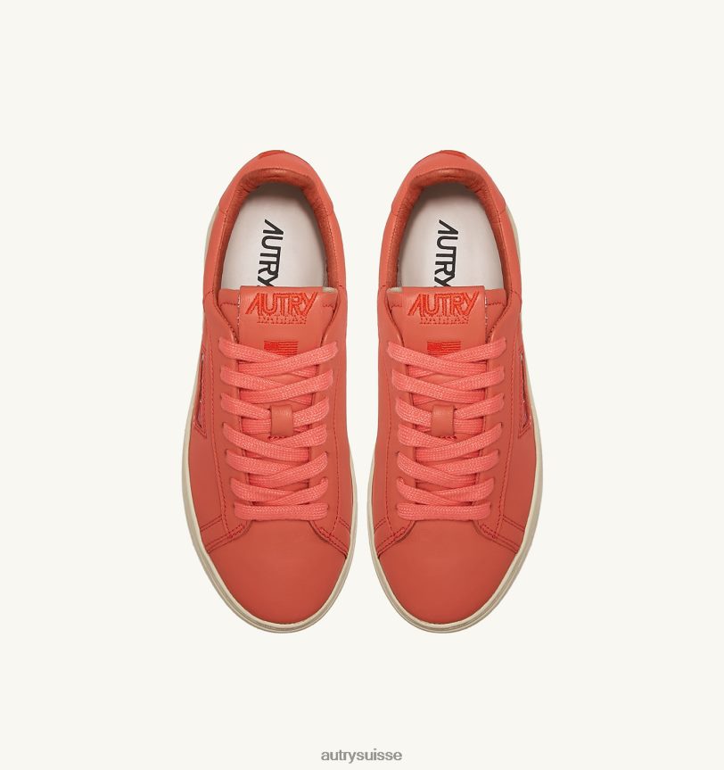 dallas baskets basses en cuir de chèvre corail 28NX0075 suisse Hommes Autry