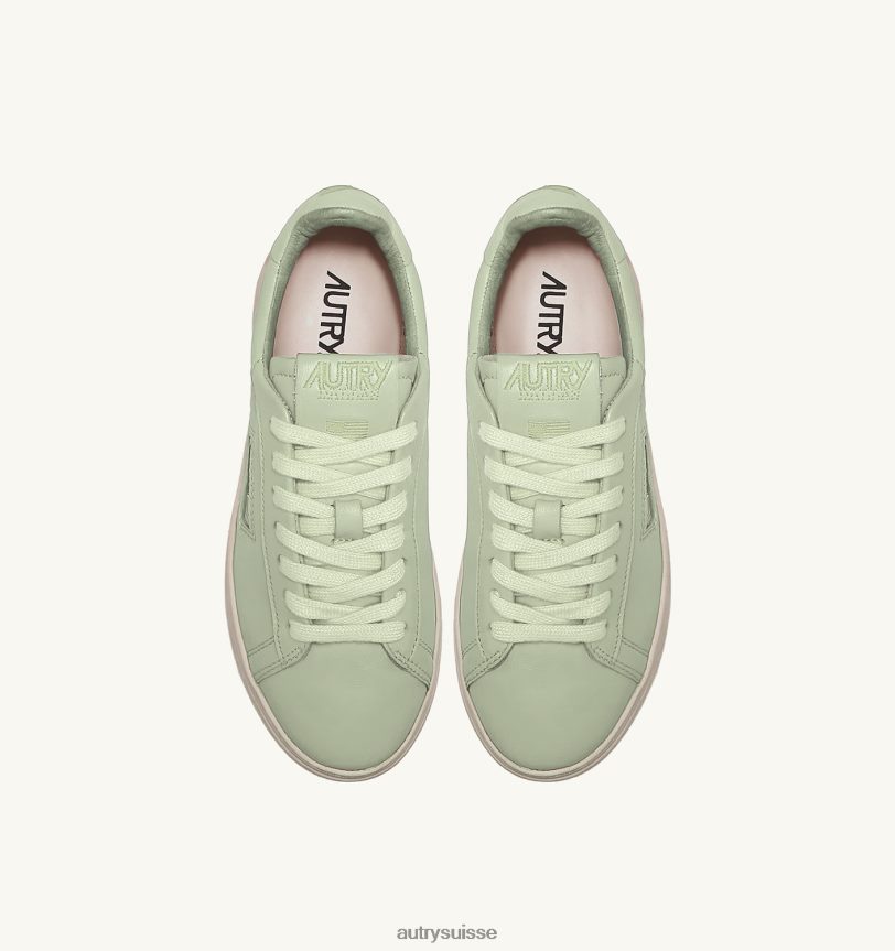 dallas baskets basses en cuir de chèvre souple vert 28NX0074 suisse Hommes Autry