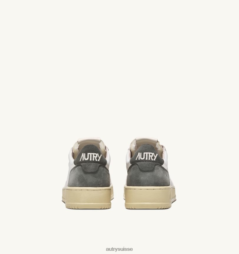 baskets basses médaillées en daim e pelle bianco e militaire 28NX0062 suisse Hommes Autry