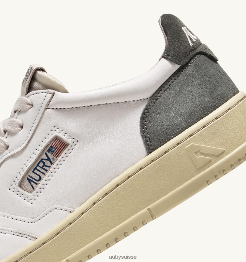 baskets basses médaillées en daim e pelle bianco e militaire 28NX0062 suisse Hommes Autry