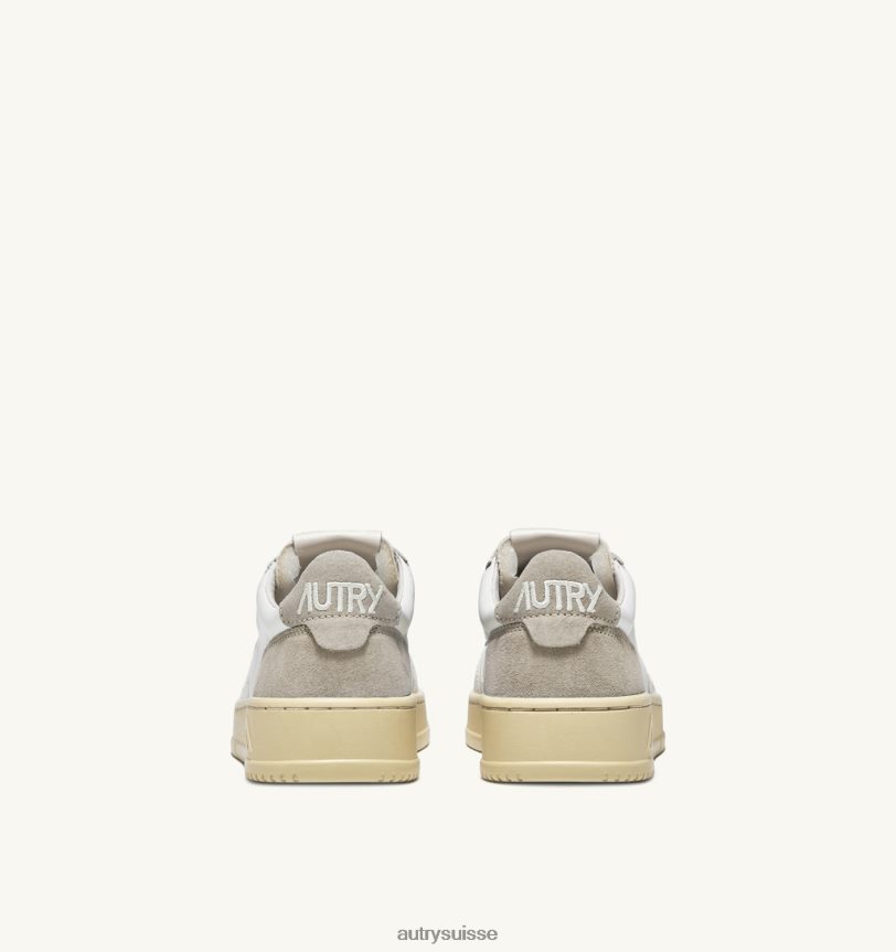 baskets basses médaillées en daim e pelle bianco e sand 28NX0061 suisse Hommes Autry