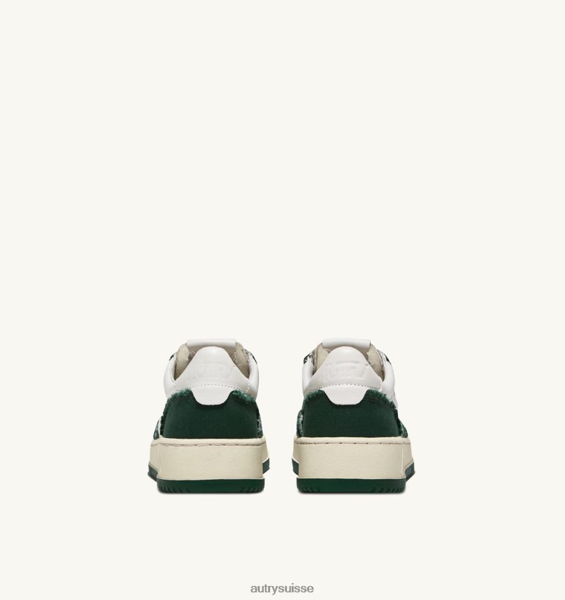 baskets basses medalist bicolores en cuir de chèvre souple et toile effilochée blanc et eden 28NX0049 suisse Hommes Autry