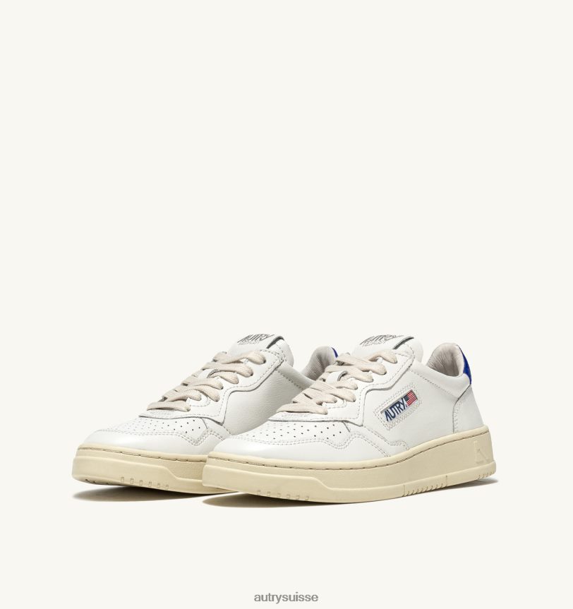 baskets basses medalist en cuir blanc et bleu prince 28NX004 suisse Hommes Autry