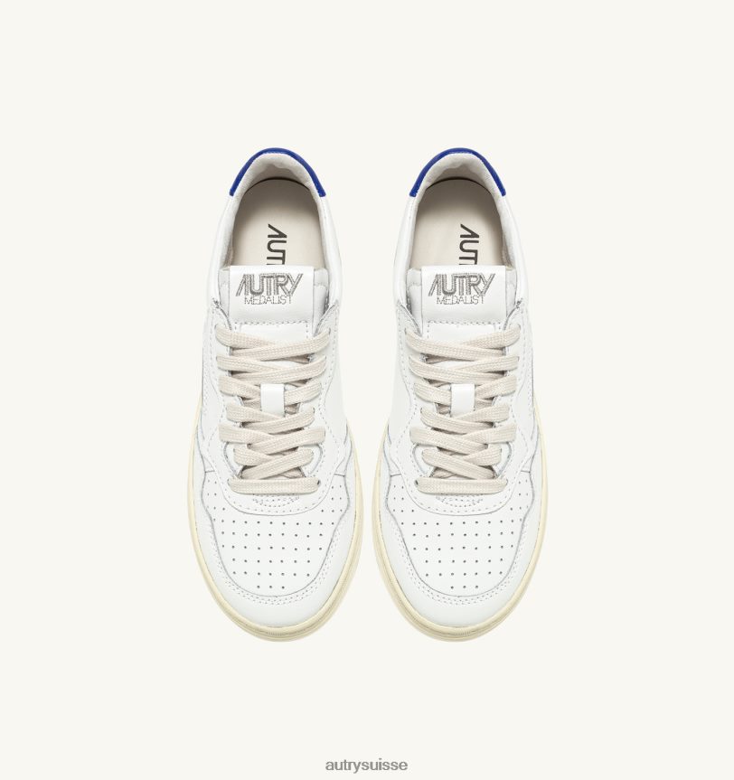 baskets basses medalist en cuir blanc et bleu prince 28NX004 suisse Hommes Autry