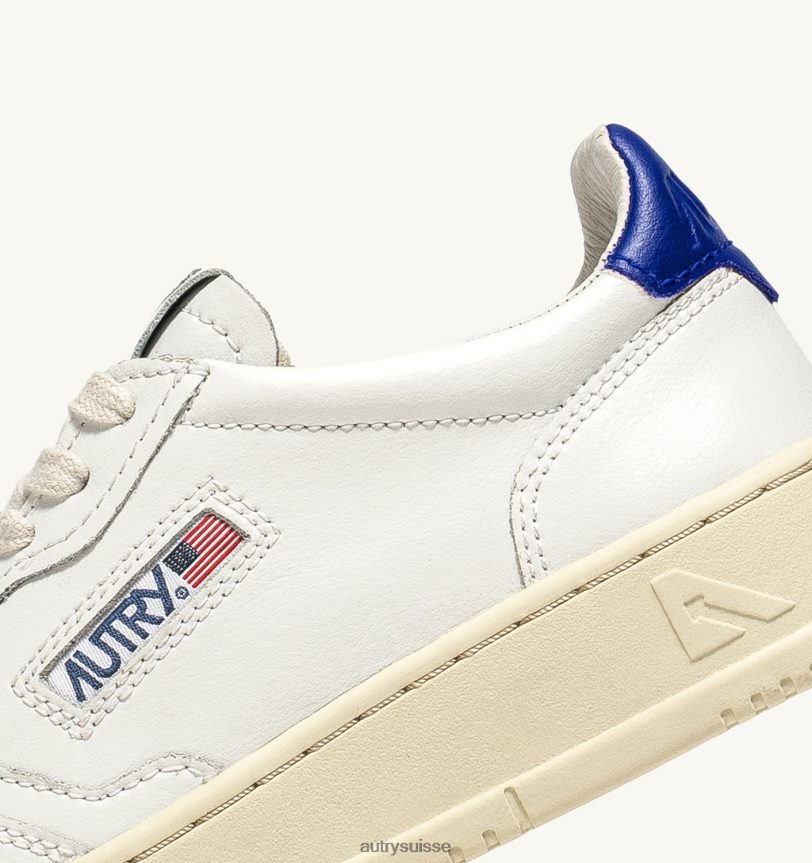 baskets basses medalist en cuir blanc et bleu prince 28NX004 suisse Hommes Autry