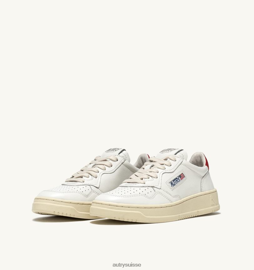 baskets basses medalist en cuir blanc rouge 28NX003 suisse Hommes Autry
