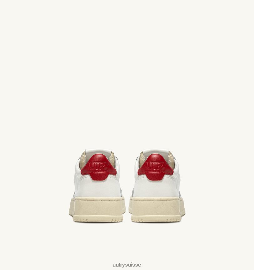 baskets basses medalist en cuir blanc rouge 28NX003 suisse Hommes Autry