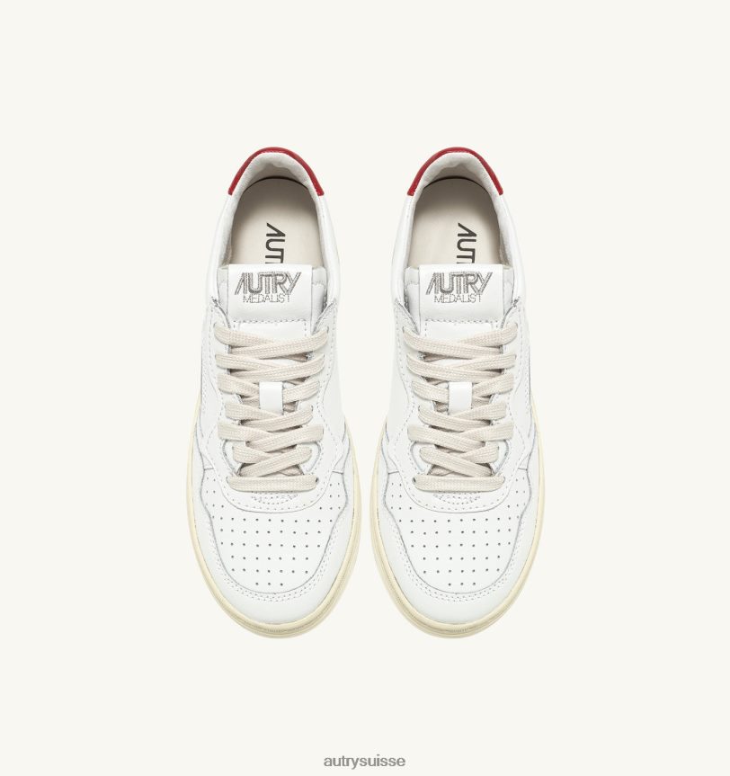 baskets basses medalist en cuir blanc rouge 28NX003 suisse Hommes Autry
