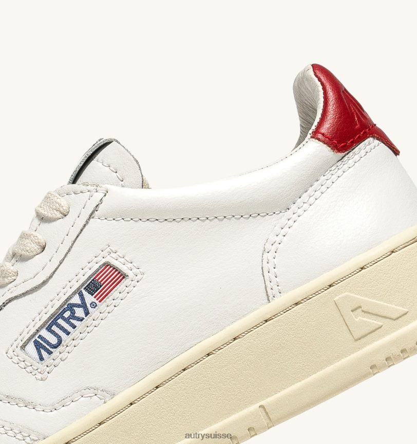 baskets basses medalist en cuir blanc rouge 28NX003 suisse Hommes Autry
