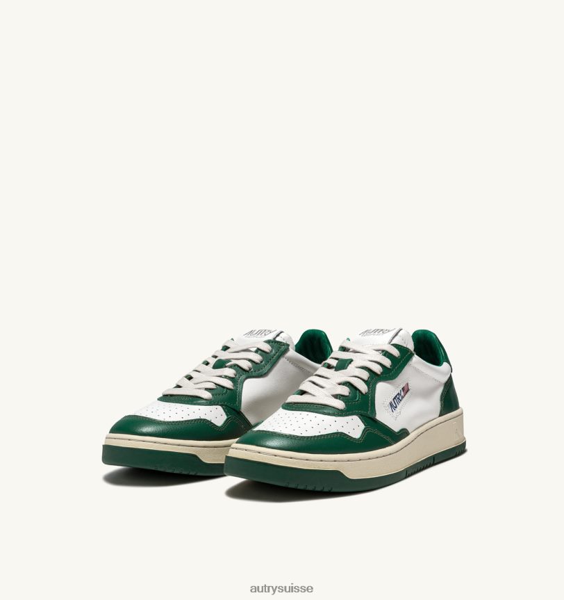 baskets basses medalist en cuir blanc vert 28NX0018 suisse Hommes Autry