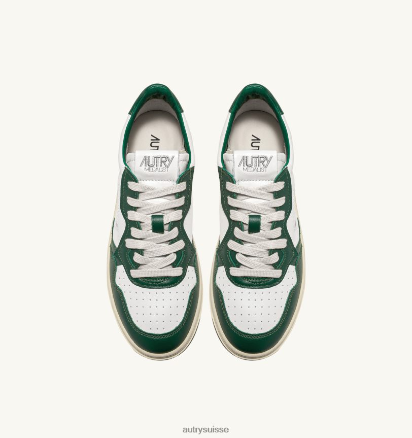 baskets basses medalist en cuir blanc vert 28NX0018 suisse Hommes Autry