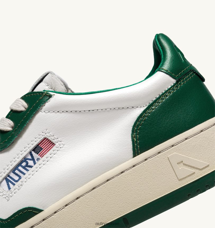 baskets basses medalist en cuir blanc vert 28NX0018 suisse Hommes Autry