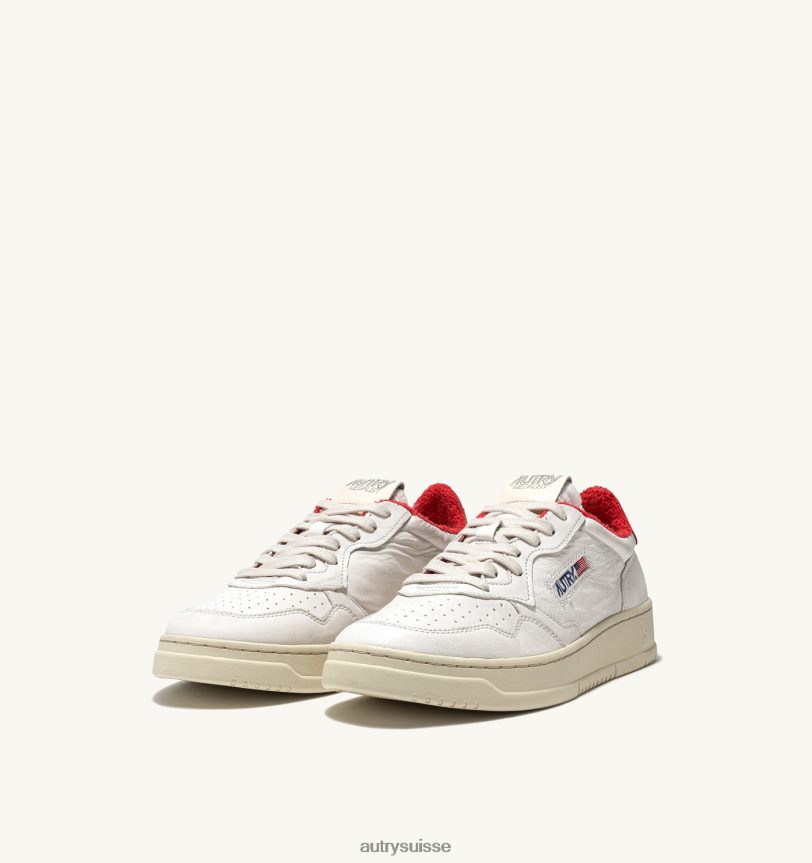 baskets basses medalist en cuir de chèvre souple et éponge blanc et rouge 28NX0043 suisse Hommes Autry