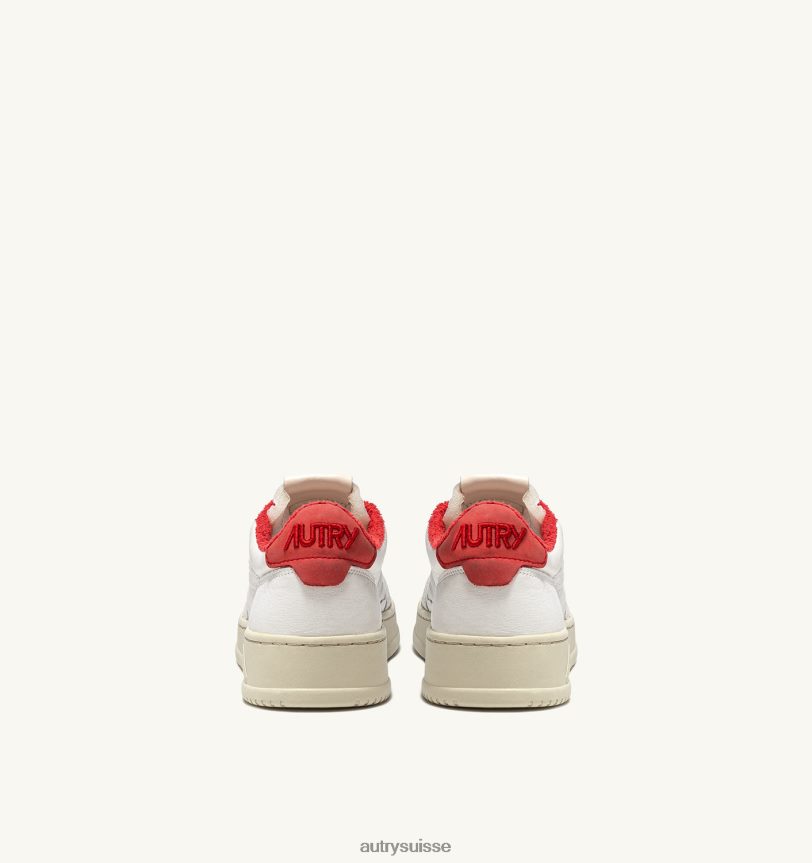 baskets basses medalist en cuir de chèvre souple et éponge blanc et rouge 28NX0043 suisse Hommes Autry