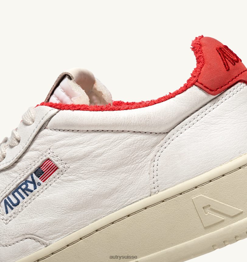 baskets basses medalist en cuir de chèvre souple et éponge blanc et rouge 28NX0043 suisse Hommes Autry