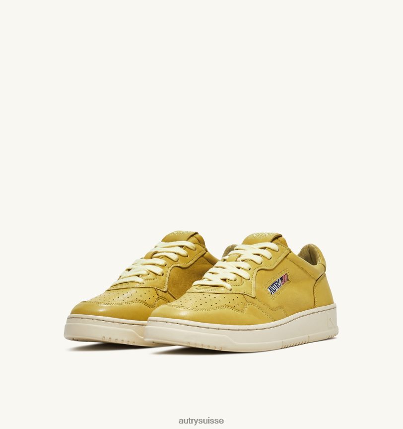 baskets basses medalist en cuir de chèvre souple iris jaune 28NX0041 suisse Hommes Autry