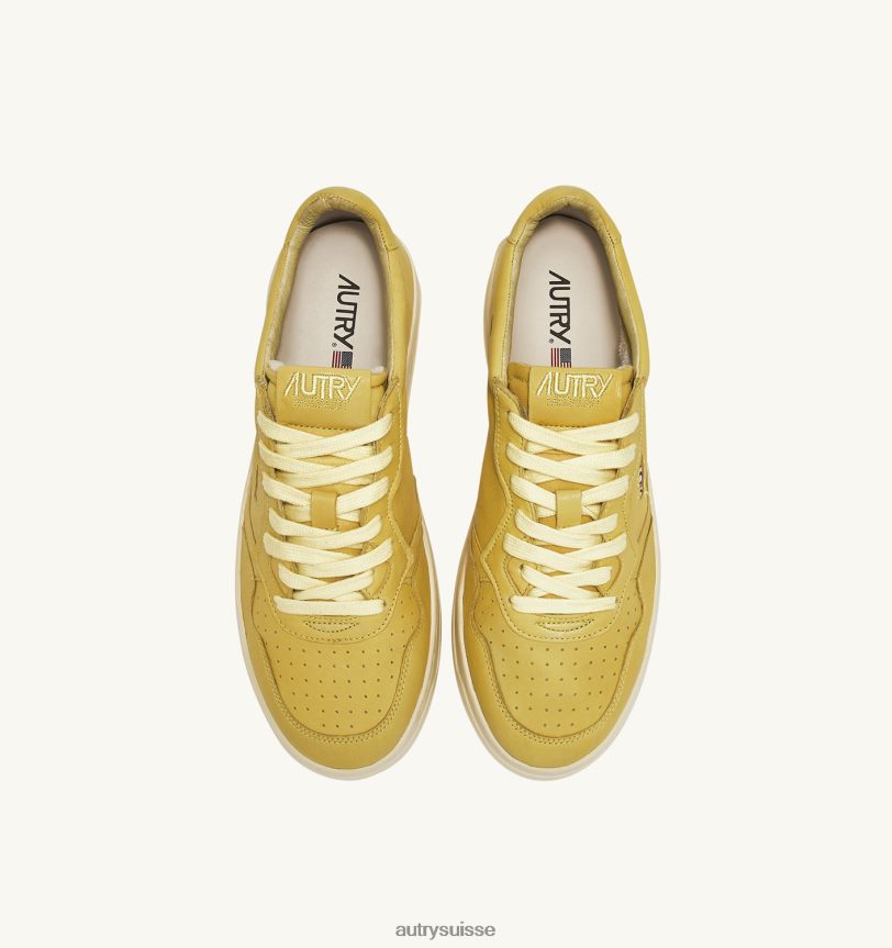 baskets basses medalist en cuir de chèvre souple iris jaune 28NX0041 suisse Hommes Autry