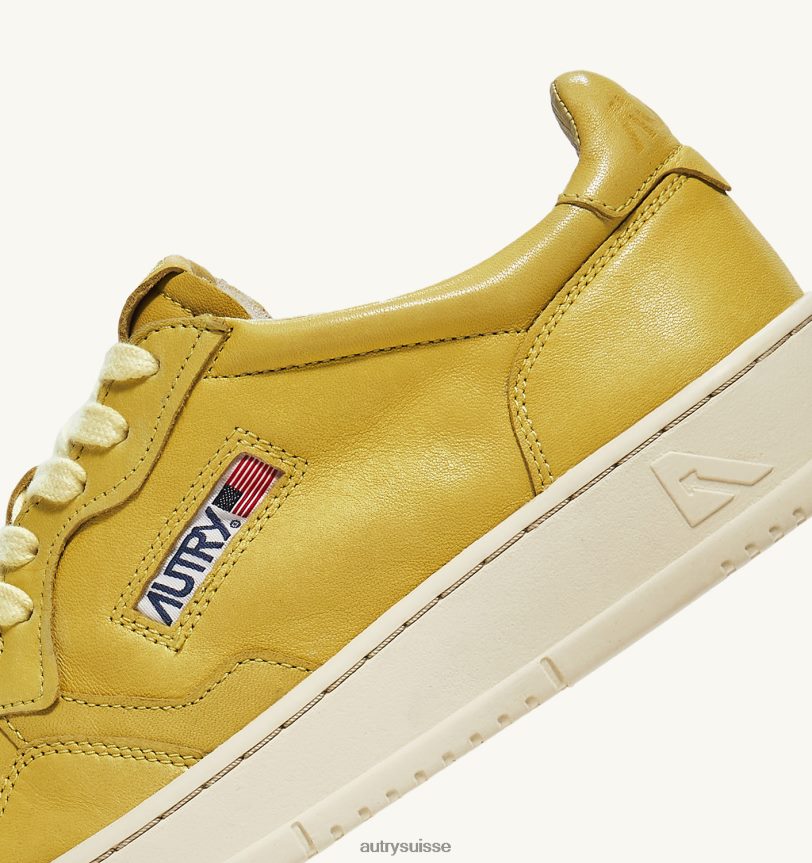 baskets basses medalist en cuir de chèvre souple iris jaune 28NX0041 suisse Hommes Autry