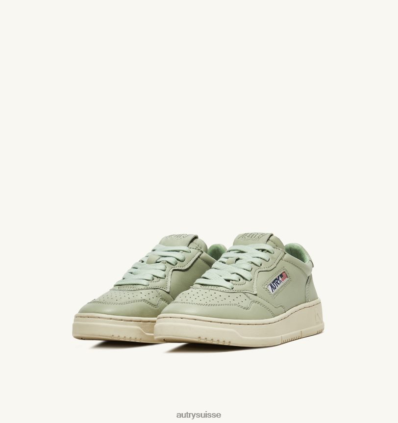 baskets basses medalist en cuir de chèvre souple vert cel 28NX0042 suisse Hommes Autry