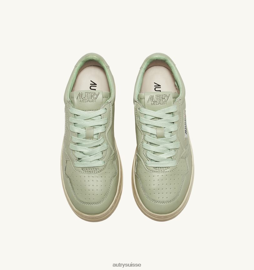 baskets basses medalist en cuir de chèvre souple vert cel 28NX0042 suisse Hommes Autry