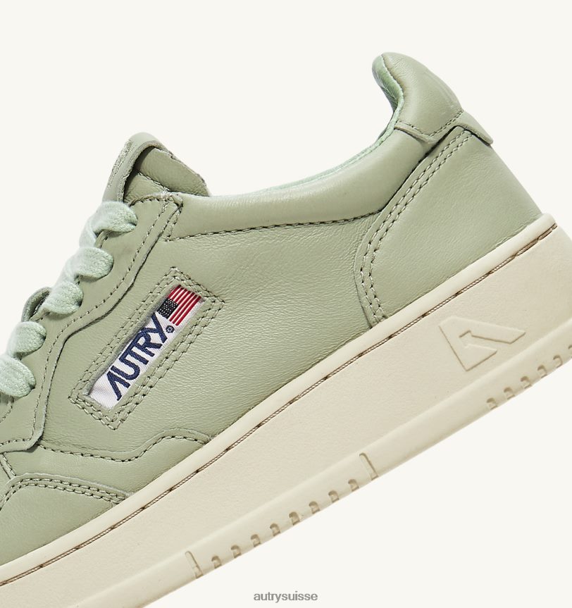 baskets basses medalist en cuir de chèvre souple vert cel 28NX0042 suisse Hommes Autry