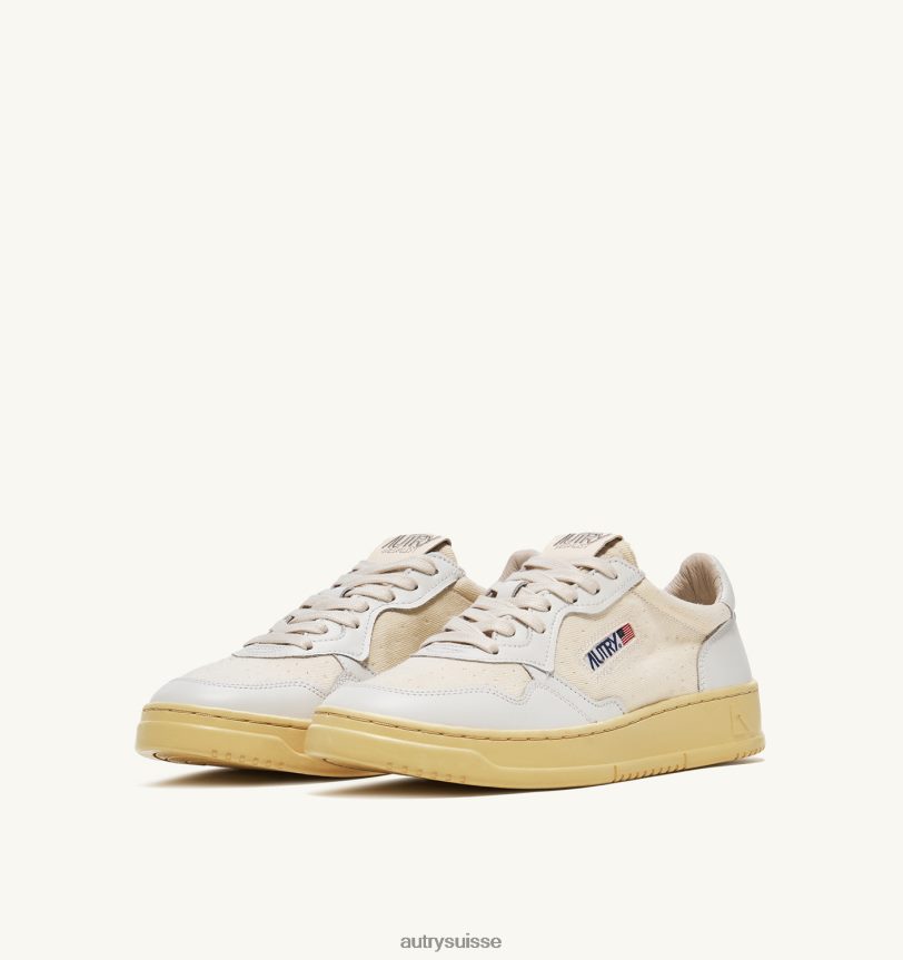 baskets basses medalist en cuir et toile blanc 28NX0057 suisse Hommes Autry
