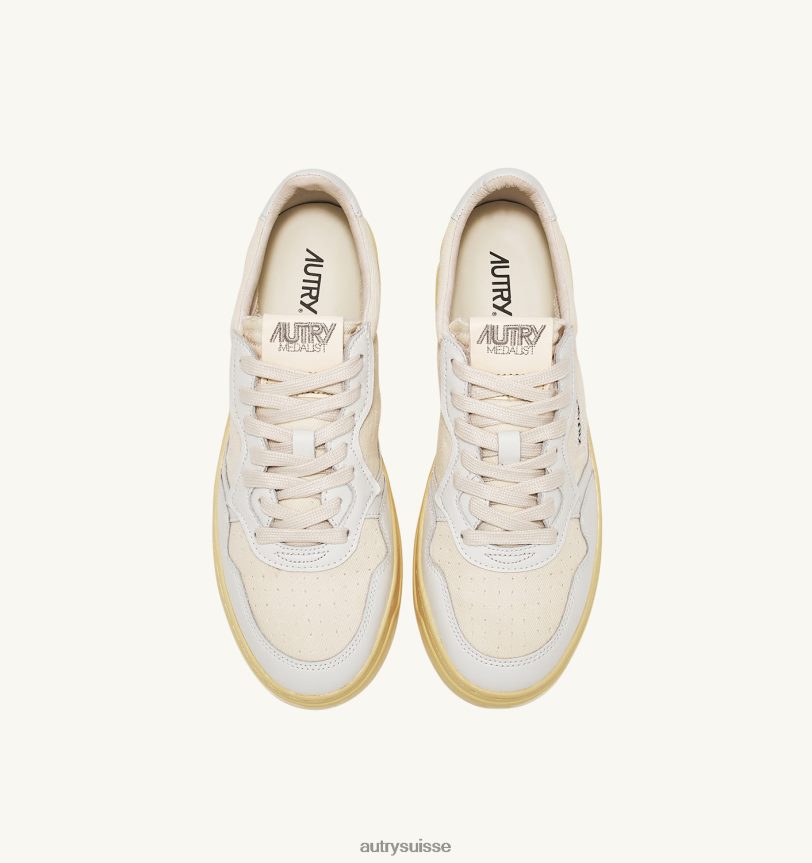baskets basses medalist en cuir et toile blanc 28NX0057 suisse Hommes Autry