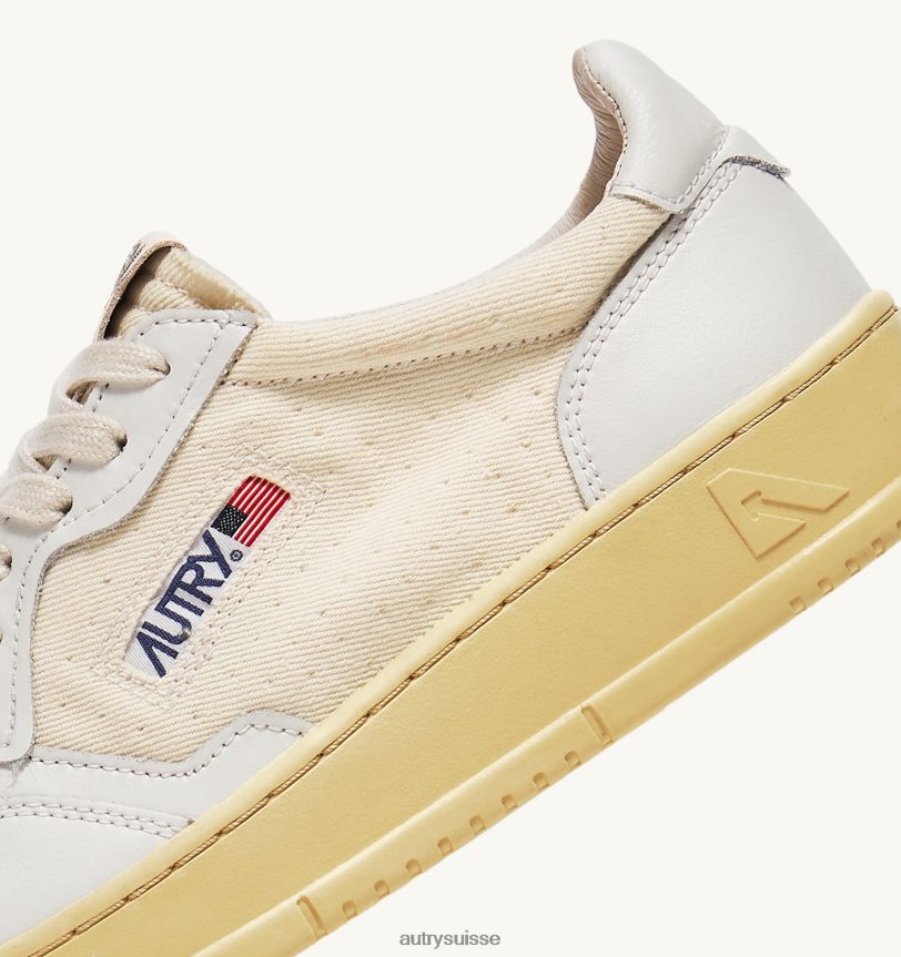 baskets basses medalist en cuir et toile blanc 28NX0057 suisse Hommes Autry