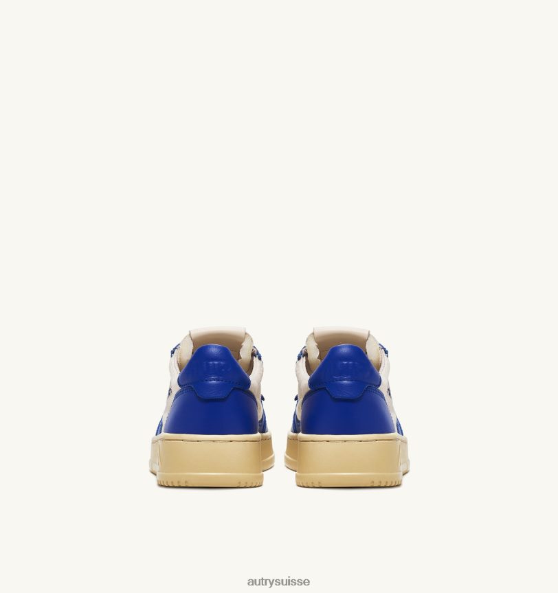 baskets basses medalist en cuir et toile blanc et bleu prince 28NX0058 suisse Hommes Autry