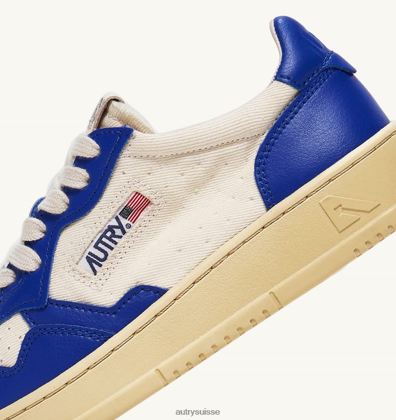 baskets basses medalist en cuir et toile blanc et bleu prince 28NX0058 suisse Hommes Autry