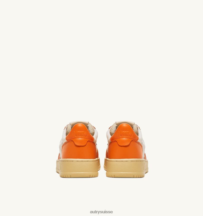 baskets basses medalist en cuir et toile blanc et orange 28NX0060 suisse Hommes Autry