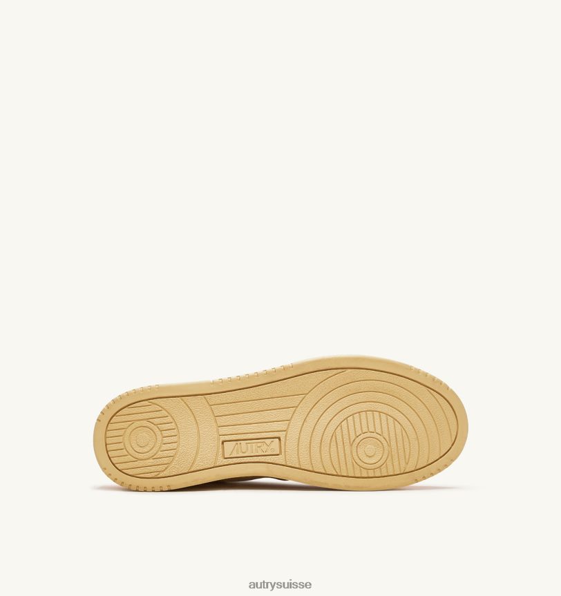 baskets basses medalist en cuir et toile blanc et orange 28NX0060 suisse Hommes Autry