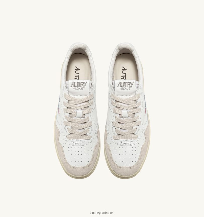 baskets basses medalist en daim et cuir blanc 28NX0012 suisse Hommes Autry